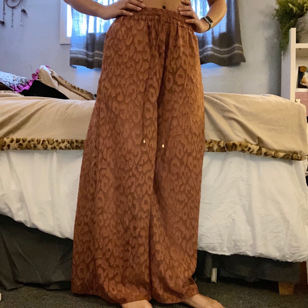 Animal Print Wide Leg Pants
